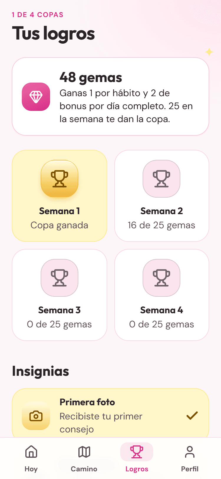 Tus gemas, copas e insignias